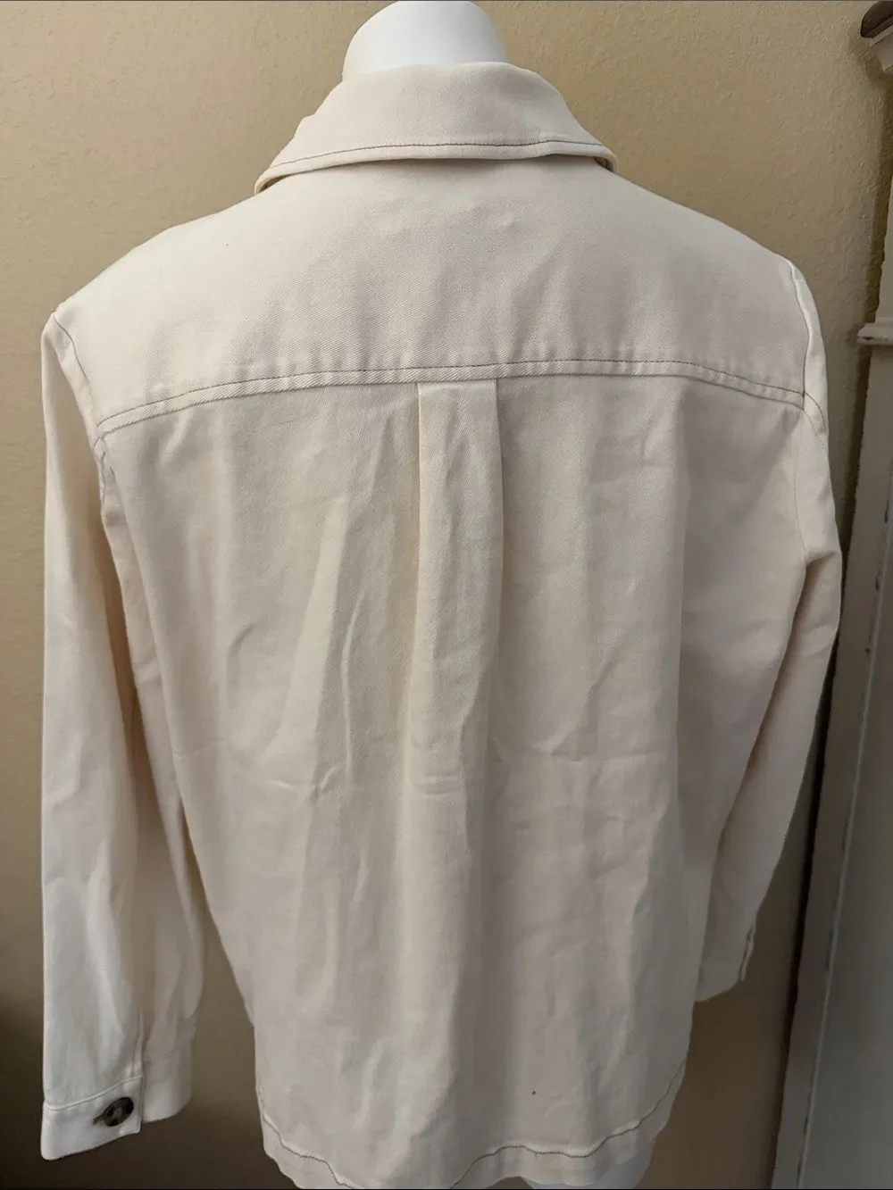 Christopher & Banks Cream Button-Front Utility Barn Jacket